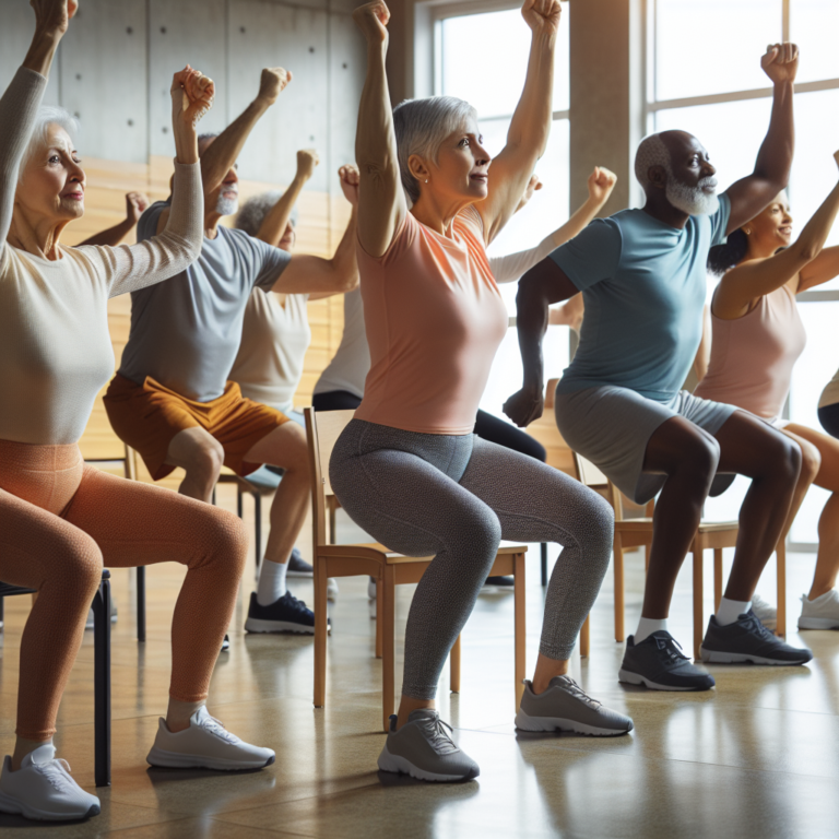 engaging core during chair squats for enhanced strength in seniors