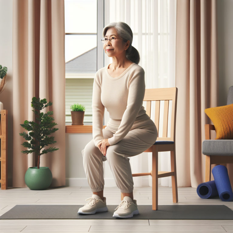 chair squat safety tips for seniors exercising at home